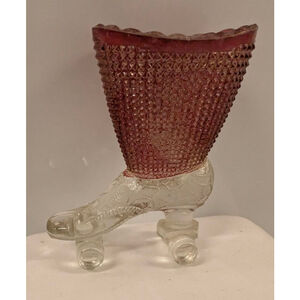 Glass Cranberry vintage glass roller skate figurine 1940s vintage